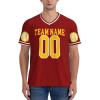 NineFit Basics Custom Football Jersey for Men Customize Images or Text Custom Jerseys Design Front Back Collar Sleeves T Shirts Customizable Gift Small Red view 4