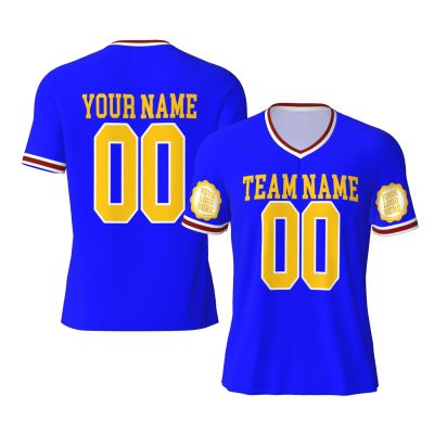 NineFit Basics Custom Football Jersey for Men Design Your Own Images Personalized Jersey Design Front Back Collar Sleeves Custom T Shirt Personalized Gifts Medium Blue