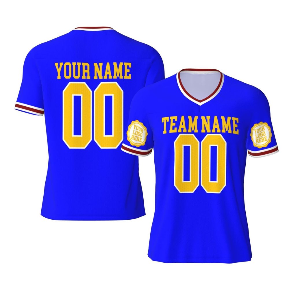 NineFit Basics Custom Football Jersey for Men Design Your Own Images Personalized Jersey Design Front Back Collar Sleeves Custom T Shirt Personalized Gifts Medium Blue