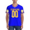 NineFit Basics Custom Football Jersey for Men Design Your Own Images Personalized Jersey Design Front Back Collar Sleeves Custom T Shirt Personalized Gifts Medium Blue view 4