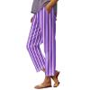 Baggy Linen Pants for Women Linen Capri Pants for Women Plus Size Summer Casual Fit Elastic Waisted Straight Leg Drawstring Cotton Trousers with Pockets Linen Clothes for Women Petite view 1