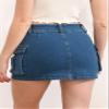 Women Mini Skirts Summer Buttons Skirts,Button Skirts for Women,Women Denim Cargo Skirt,Bodycon Cargo Skirt (Gray,X-Large) view 4