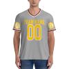 Custom Football Jersey for Men Design Your Photo Custom Shirt Design Front Back Collar Sleeves Customizable Shirt Customizable Gift Large Gray view 4