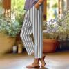 Baggy Linen Pants Women Plus Size Womens Summer Fashion Capri Pants Casual Drawstring Elastic High Waist Linen Pant Straight Cropped Trousers Linen Clothes for Women Petite view 2