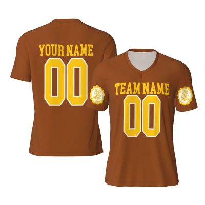 NineFit Basics Custom Football Jersey for Men Text for Customization Personalized Jersey Design Front Back Collar Sleeves Custom Tshirt Customizable Gifts Medium Brown