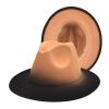 YOLAI Wide Brim Fedora Hats Western Outdoor Hat for Women Dress Hats for Men Two Tone Fel Panama Hat (Beige, One Size) view 1