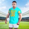 NineFit Basics Custom Football Jersey for Men Add Your Text/Image Custom Jersey Shirt Design Front Back Collar Sleeves Custom Tshirt Customizable Gifts XX-Large Cyan view 3