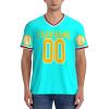 NineFit Basics Custom Football Jersey for Men Add Your Text/Image Custom Jersey Shirt Design Front Back Collar Sleeves Custom Tshirt Customizable Gifts XX-Large Cyan view 4