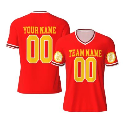 NineFit Basics Custom Football Jersey for Men Images or Text for Customization Personalized Football Practice Jersey Design Front Back Collar Sleeves Custom Tshirt Personalized Gift XX-Large Red