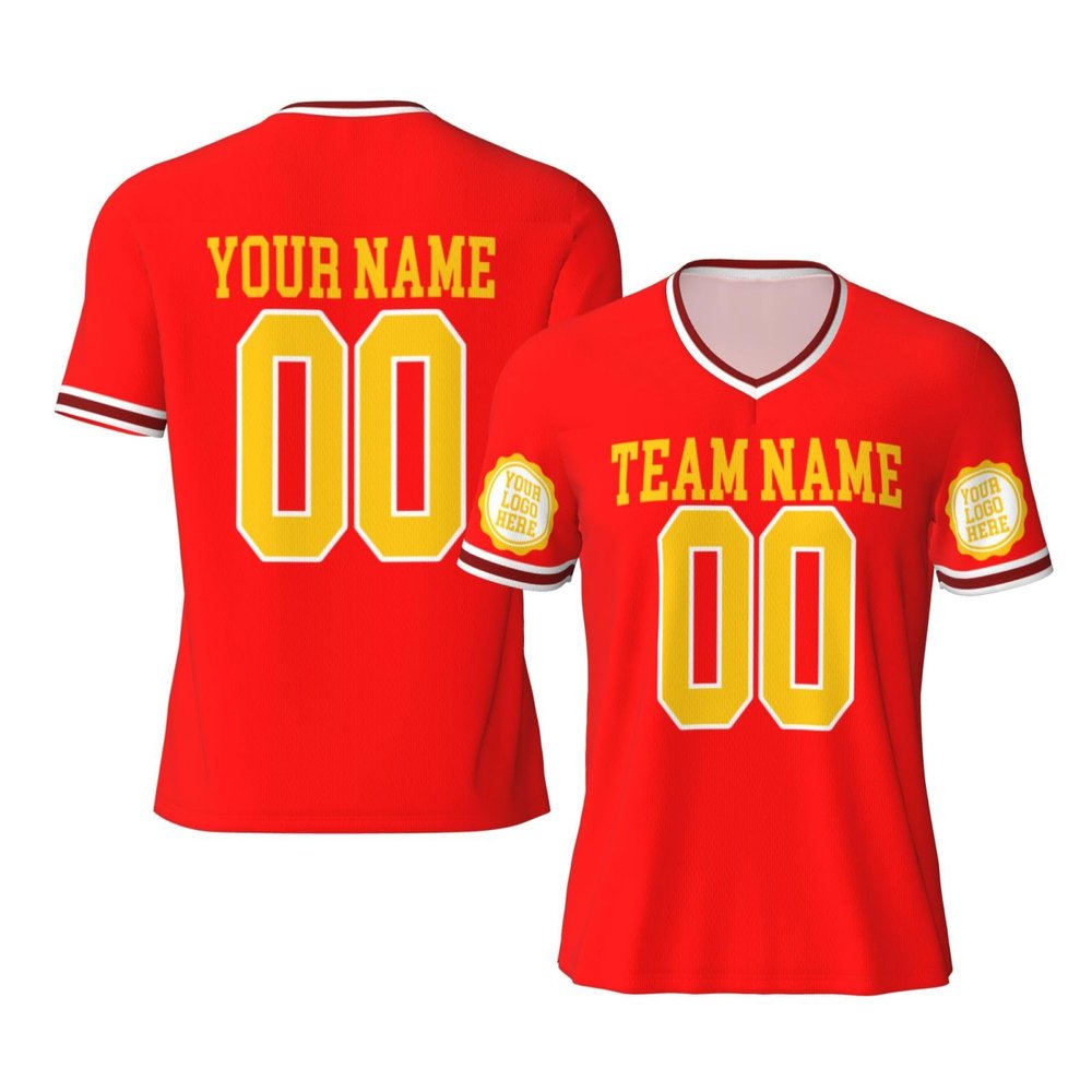 NineFit Basics Custom Football Jersey for Men Images or Text for Customization Personalized Football Practice Jersey Design Front Back Collar Sleeves Custom Tshirt Personalized Gift XX-Large Red