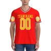 NineFit Basics Custom Football Jersey for Men Images or Text for Customization Personalized Football Practice Jersey Design Front Back Collar Sleeves Custom Tshirt Personalized Gift XX-Large Red view 4