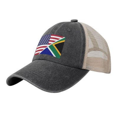 America South African Flag Cowboy Hat Trucker Mesh Baseball Cap: Comfortable & Sturdy Headwear for Outdoor Black39