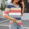 2025 Elbow Length Tops for Women V Neck T Shirts Casual Half Sleeve Tops Basic Summer Tees Light Pink view 2