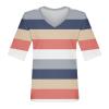 2025 Elbow Length Tops for Women V Neck T Shirts Casual Half Sleeve Tops Basic Summer Tees Light Pink view 3