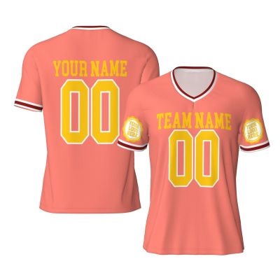 NineFit Basics Custom Football Jersey for Men Add Your Photo Personalized Football Practice Jersey Design Front Back Collar Sleeves Customizable Shirt Custom Gift Small OrangeRed