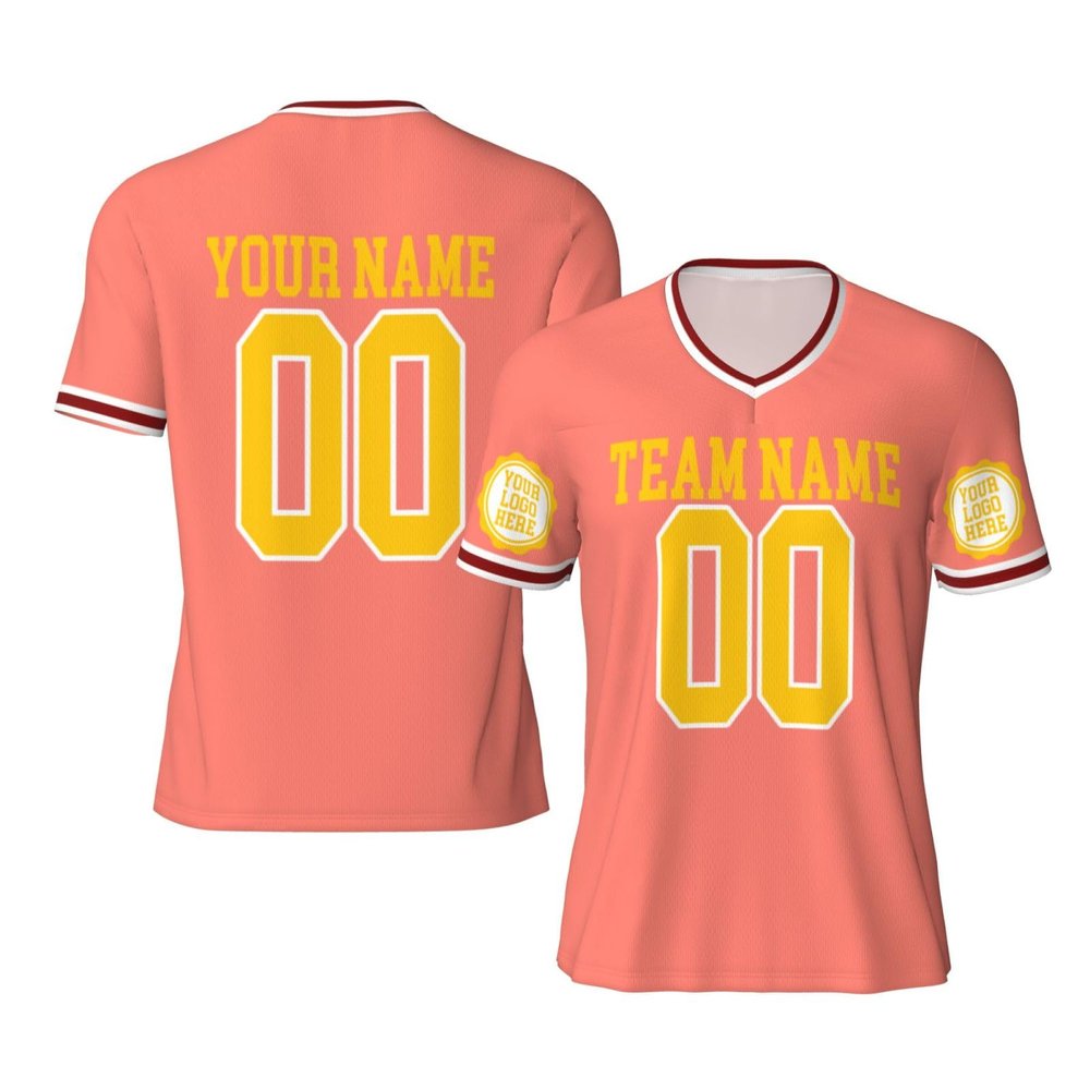 NineFit Basics Custom Football Jersey for Men Add Your Photo Personalized Football Practice Jersey Design Front Back Collar Sleeves Customizable Shirt Custom Gift Small OrangeRed