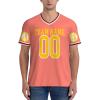NineFit Basics Custom Football Jersey for Men Add Your Photo Personalized Football Practice Jersey Design Front Back Collar Sleeves Customizable Shirt Custom Gift Small OrangeRed view 4