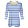 3/4 Length Sleeve Womens Tops,Basic Striped Tshirts Shirts Summer 2024 Gym Blouse Plus Size Athletic Tunic Top view 3