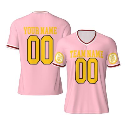 Custom Football Jersey for Men Design Your Own Images Personalized Jersey Shirts Design Front Back Collar Sleeves Custom Tshirts Custom Gifts Medium Pink