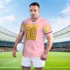 Custom Football Jersey for Men Design Your Own Images Personalized Jersey Shirts Design Front Back Collar Sleeves Custom Tshirts Custom Gifts Medium Pink view 3