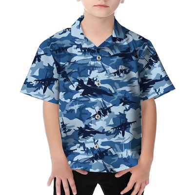 Plane Boys Girls Hawaiian Shirts - Airplane Beach Boys Button Down Shirt Short Sleeve Summer Shirts for Kids Series 15 Size 6Y