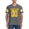 Custom Football Jersey for Men Put Your Text On It Personalized Jersey Design Front Back Collar Sleeves Custom Tshirts Custom Gifts Large Gray view 4