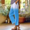 Linen Pants Women Petite Length Women Linen Pants Casual Loose High Waist Boho Wide Leg Cropped Palazzo Beach Pants Summer Outfits 2024 Trendy Linen Clothes for Women Petite view 2
