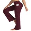 Willit Women's Yoga Pants Flare Leggings Bootcut High Waist Tummy Control Workout Pants with Pockets 31" Wine Red XXL view 1