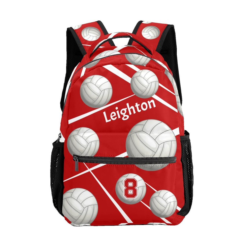 CUXWEOT Red Volleyball School Backpack Personalized Shoulders Bookbags for Sports Party