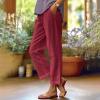 Women Elastic Waist Straight Leg Plus Size Crop Pants Baggy Linen Pants for 's Linen Summer Linen Capri Pants Flowy Wide Leg Beach Pants with Pockets Linen Clothes for Women Petite view 2
