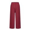 Women Elastic Waist Straight Leg Plus Size Crop Pants Baggy Linen Pants for 's Linen Summer Linen Capri Pants Flowy Wide Leg Beach Pants with Pockets Linen Clothes for Women Petite view 4