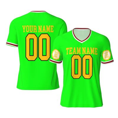 NineFit Basics Custom Football Jersey for Men Text for Customization Custom Shirt Design Front Back Collar Sleeves Customizable Shirt Custom Gift XX-Large Green