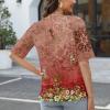 Elbow Length Tops for Women V Neck T Shirts Summer Casual Half Sleeve Tops view 2