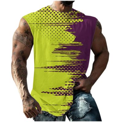 Finelylove Deals of Today Prime Mens Tank Top Big and Tall Round Neck Sleeveless Summer Tank Tops Workout Tank Tops Casual Graphic Tees Athletic Fit Tank Top Men Yellow 5XL