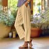 Baggy Linen Capri Pants Women Linen Capri Pants for Women Straight Leg Casual Summer Elastic High Waisted Drawstring Lightweight Cropped Trousers Linen Clothes for Women Petite view 2