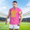 NineFit Basics Custom Football Jersey for Men Customize Your Own Photos/Text Personalized Football Practice Jersey Design Front Back Collar Sleeves Custom T Shirts Personalized Gifts Medium Pink view 3