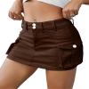 Women Mini Skirts Summer Buttons Skirts,Button Skirts for Women,Women Denim Cargo Skirt,Bodycon Cargo Skirt (Dark brown,X-Large) view 1