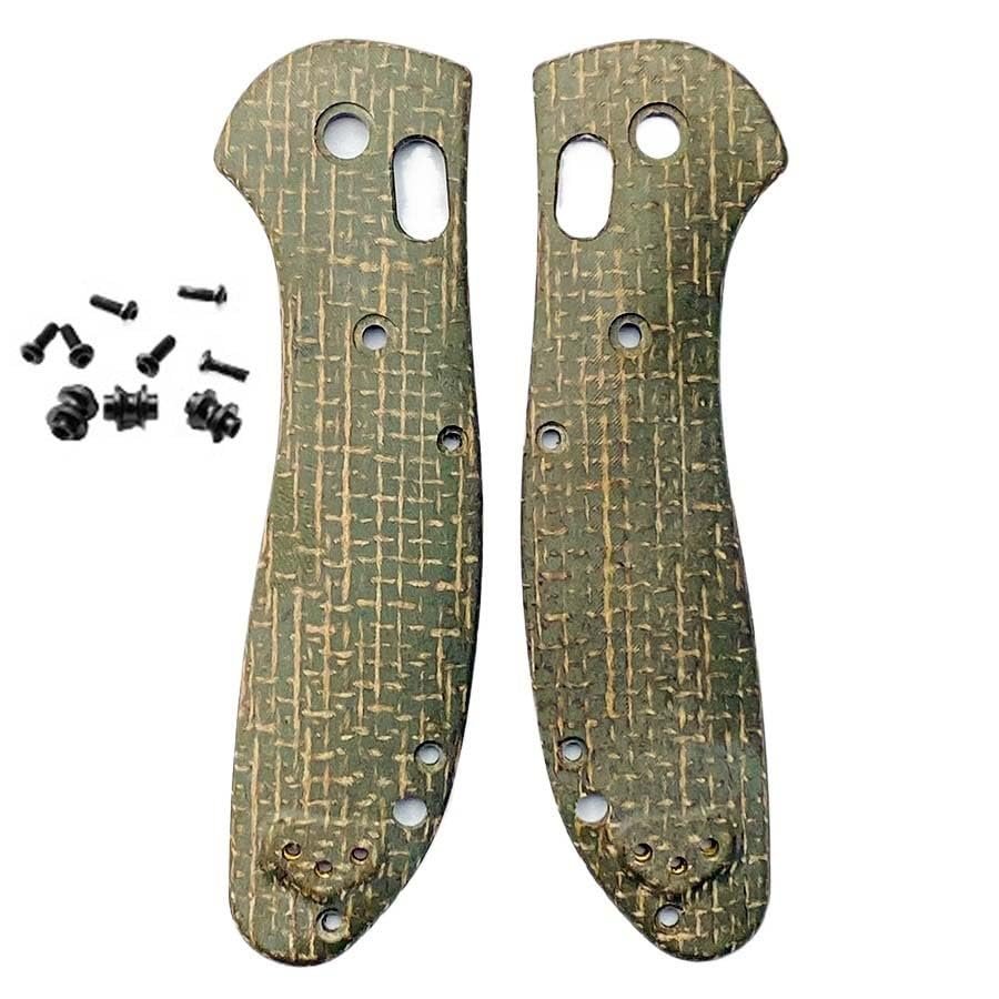 AYULL 1 Pair Micarta Handle Patch with 3 Sets Screws Fits for Griptilian 551, Scales Handle DIY Replacement Accessory(Green)
