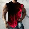 Finelylove Clearance Today Deals Prime Mens Tank Top Big and Tall Round Neck Sleeveless Summer Tank Tops Workout Tank Tops Casual Graphic Tees Men's Tank Shirts White Red 3XL view 2