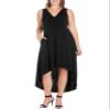 24seven Comfort Apparel Women's Plus Size High Low Party Dress Black 1XL view 1