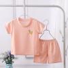 NineFit Basics Children's Ice Silk Short Sleeve Set Cartoon Pattern Outfit Clothes Suit Boys And Girls ajamas (Orange, 18-24 Months) view 2
