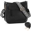 Kasqo Crossbody Bag for Women,Trendy Vegan Leather Handbags Hobo Purse Ladies Shoulder Bags With 2 Adjustable Guitar Strap for Travel Work Daily Black view 1