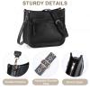 Kasqo Crossbody Bag for Women,Trendy Vegan Leather Handbags Hobo Purse Ladies Shoulder Bags With 2 Adjustable Guitar Strap for Travel Work Daily Black view 4