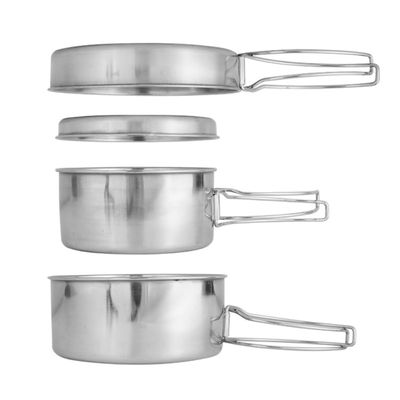 Muzrunq Camping Cookware Set Stainless Steel Camping Pots and Pan Cooking Mess Set Portable for Picnic Camping 4 Pcs.