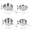 Muzrunq Camping Cookware Set Stainless Steel Camping Pots and Pan Cooking Mess Set Portable for Picnic Camping 4 Pcs. view 4