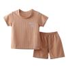 Children's Ice Silk Short Sleeve Set Cartoon Pattern Outfit Clothes Suit Boys And Girls ajamas (Brown, 4-5 Years) view 1