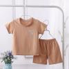 Children's Ice Silk Short Sleeve Set Cartoon Pattern Outfit Clothes Suit Boys And Girls ajamas (Brown, 4-5 Years) view 2
