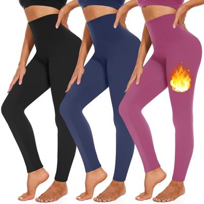 3 Pack Fleece Lined Leggings Women High Waisted Warm Winter Yoga Pants for Women Thermal Running Workout Leggings