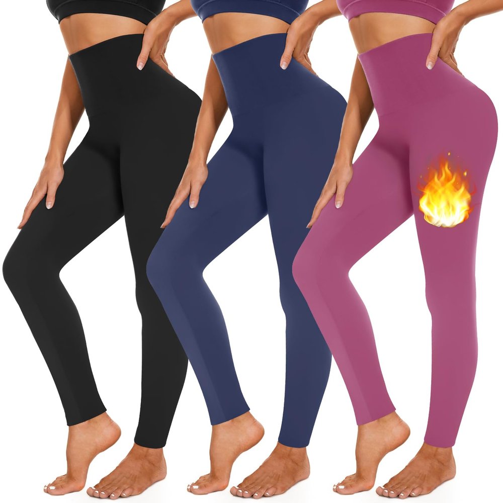 3 Pack Fleece Lined Leggings Women High Waisted Warm Winter Yoga Pants for Women Thermal Running Workout Leggings