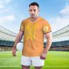 NineFit Basics Custom Football Jersey for Men Customize Your Own Image Text Custom Jersey Design Front Back Collar Sleeves Custom T Shirt Custom Gift Medium Orange view 3